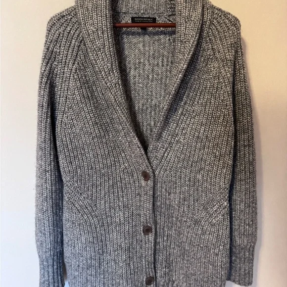 Banana Republic Heather Gray Cardigan Sweater - Picture 1 of 5